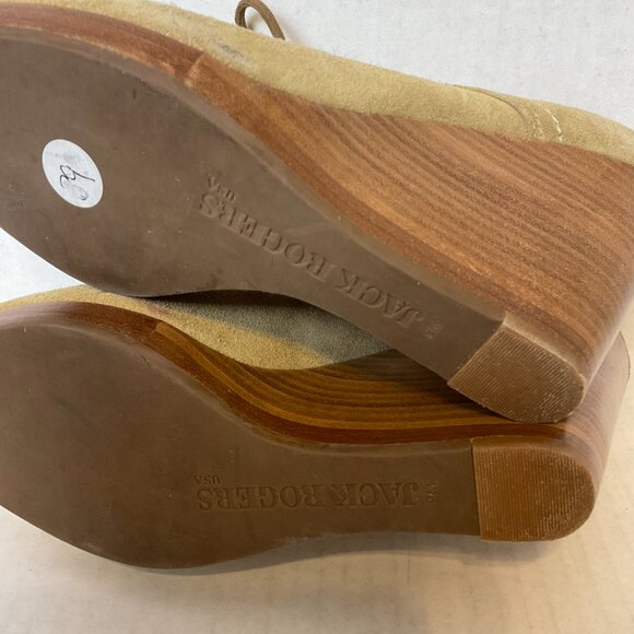 Jack Rogers Pima Ankle Boots Wedge Lace-Up 9 Khaki - Picture 11 of 11